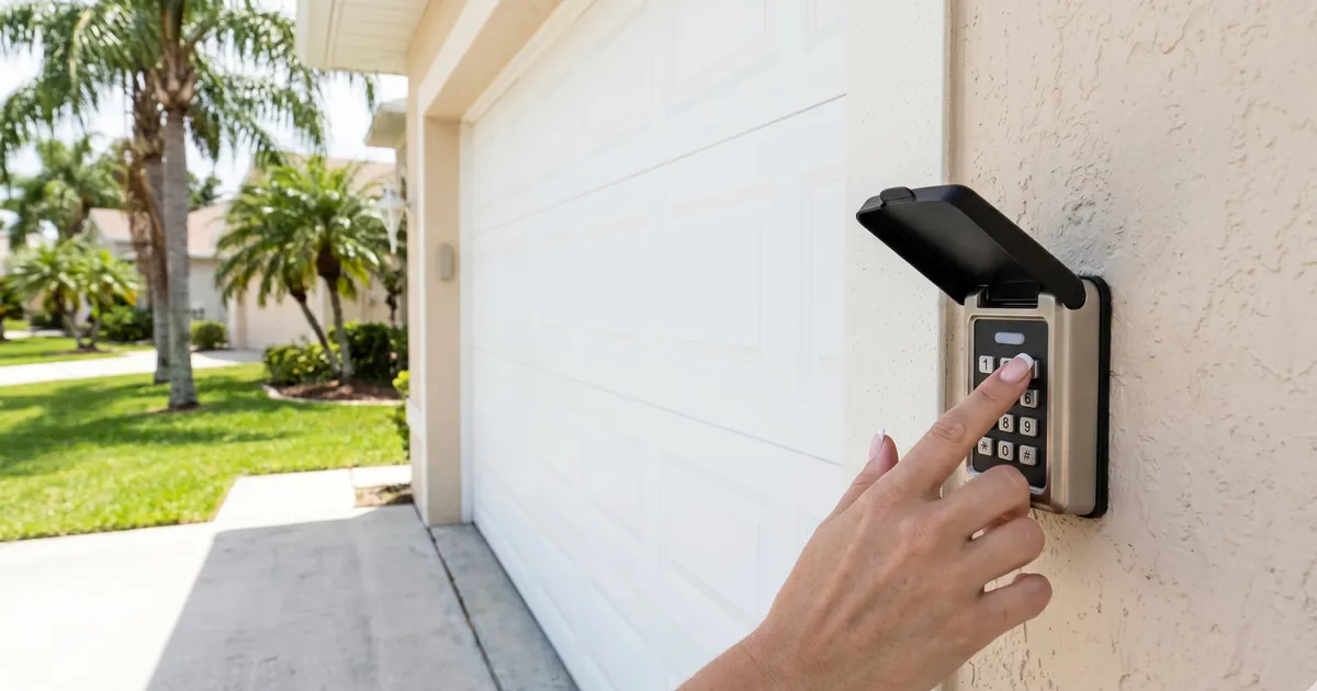 Garage door keypad on Florida home exterior — Locksmith Auto