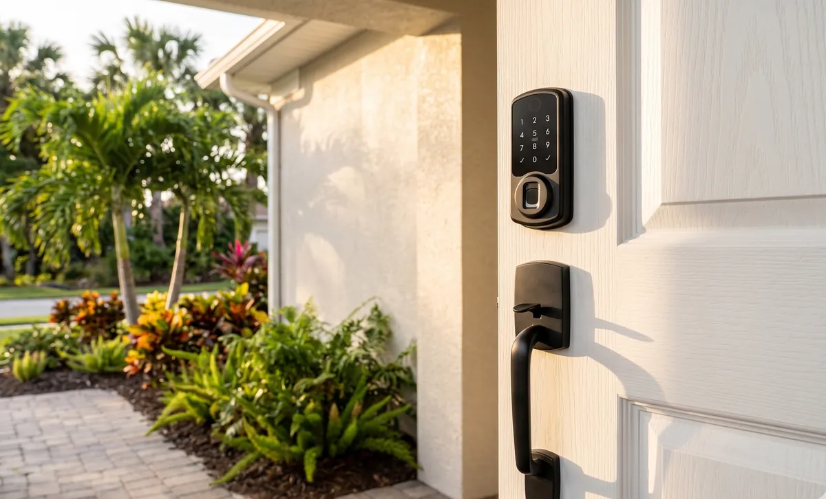 Smart lock with keypad on Florida home front door — Locksmith Auto